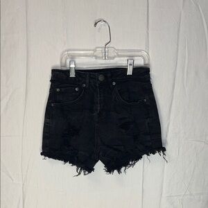 Almost Famous Black Distressed High-Rise Jean Shorts
